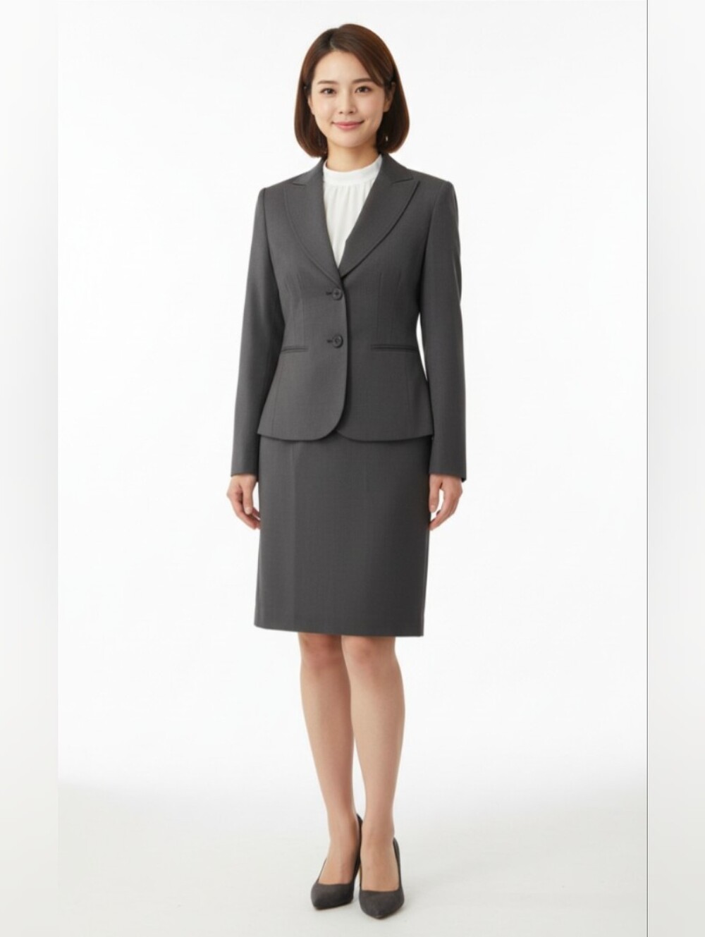 ANN TAYLOR PETITES! LUXE PINPOINT GRAY W/A SHEEN, 2 PC SKIRT & JACKET SUIT! 2P